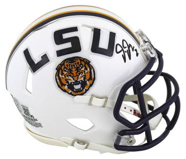 LSU Justin Jefferson Signed White Speed Mini Helmet BAS: LSU Justin Jefferson Signed White Speed Mini Helmet BAS Sport: Football Product: Helmet Original/Reprint: Original Team: Louisiana State Tigers Player: Justin Jefferson Autograph Authentication: