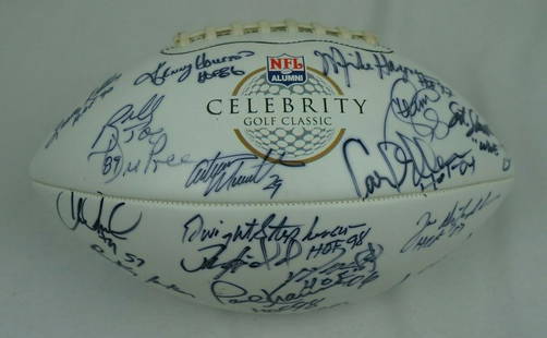 NFL Hall Of Fame Legends Multi Signed Celebrity Golf Classic Football PSA DNA: NFL Hall Of Fame Legends Multi Signed Celebrity Golf Classic Football PSA DNA Product: seatback Sport: Football-NFL Autograph Authentication: Professional Sports (PSA/DNA) Original/Reprint: