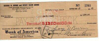 George Burns Signed Autographed Bank Check Comedy Legend 11/18/1943 JSA VV85892: George Burns Signed Autographed Bank Check Comedy Legend 11/18/1943 JSA VV85892 Object Type: Bank Check Industry: Television Original/Reproduction: Original Autograph Authentication: James