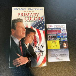 Emma Thompson Signed Vintage Primary Colors VHS Movie With JSA COA: Emma Thompson Signed Vintage Primary Colors VHS Movie With JSA COA Autograph Authentication: James Spence (JSA) Industry: Movies Original/Reproduction: Original PLEASE NOTE: Framed Large or