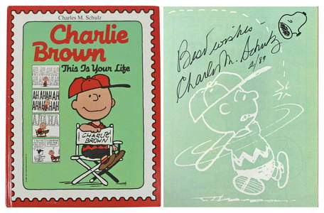 Charles Schulz "Best Wishes"  Signed Book w/ Snoopy Sketch JSA
