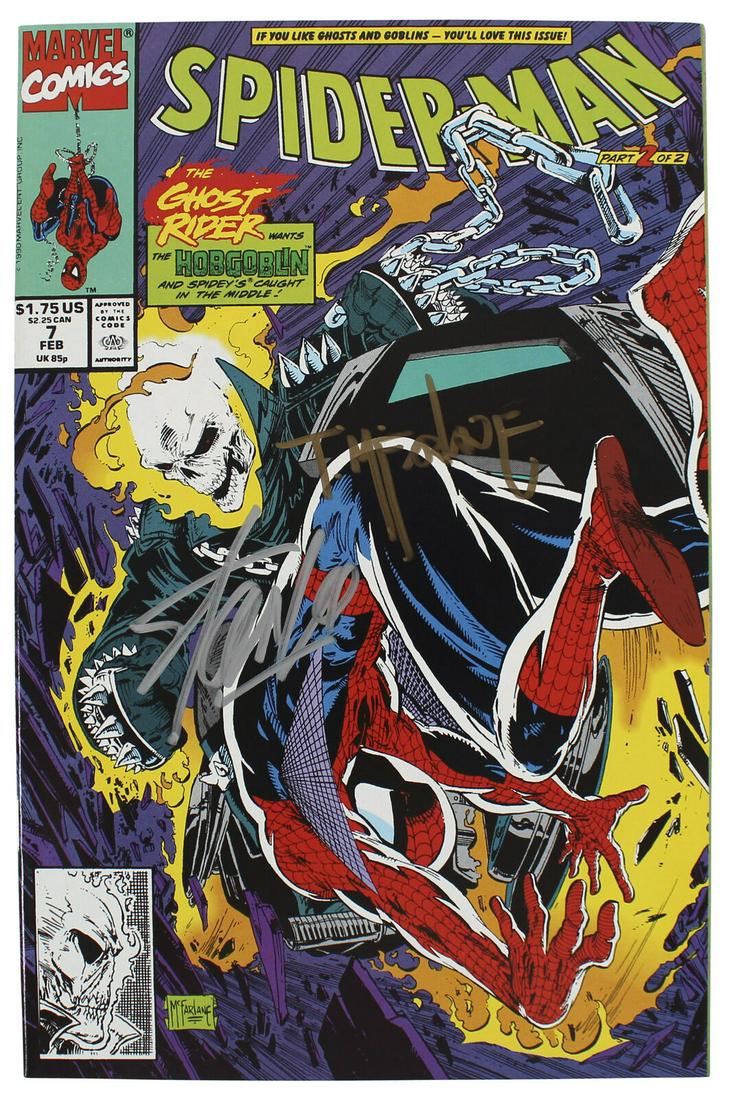 Stan Lee & Todd McFarlane Signed Spider-Man #7 Comic JSA: Stan Lee & Todd McFarlane Signed Spider-Man #7 Comic JSA Industry: Movies Original/Reproduction: Original Autograph Authentication: JSA PRODUCT_COA: JSA PRODUCT_SIGNED_BY_NAME: Stan Lee & Todd McFarla