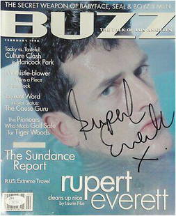 Rupert Everett Autographed Buzz Magazine Cleans Up Nice JSA 53592: Rupert Everett Autographed Buzz Magazine Cleans Up Nice JSA 53592 Industry: Movies Original/Reproduction: Original Signed by: Rupert Everett Autograph Authentication: James Spence (JSA) Player: