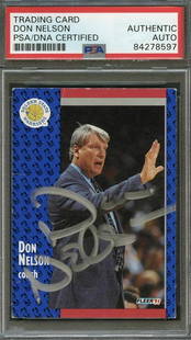 1991 Fleer #70 Don Nelson Signed Card AUTO PSA Slabbed: 1991 Fleer #70 Don Nelson Signed Card AUTO PSA Slabbed Pre-Owned PLEASE NOTE: Framed Large or heavy Items do not have shipping costs included. The exact shipping cost will be added to your