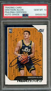 2018-19 NBA Hoops #247 Grayson Allen Signed AUTO 10 PSA Slabbed RC: 2018-19 NBA Hoops #247 Grayson Allen Signed AUTO 10 PSA Slabbed RC Graded: No Sport: Aikido Pre-Owned PLEASE NOTE: Framed Large or heavy Items do not have shipping costs included. The exact