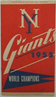 1955 New York Giants vs. Reds Program and Score Card Mays Durocher 165062: 1955 New York Giants vs. Reds Program and Score Card Mays Durocher 165062 Team: New York Giants Original/Reproduction: Original League: MLB PLEASE NOTE: Framed Large or heavy Items do not have