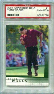 2001 Upper Deck Tiger Woods Rookie RC Card #1 PSA 8 NM-MT Clean!: 2001 Upper Deck Tiger Woods Rookie RC Card #1 PSA 8 NM-MT Clean! Graded: Yes Sport: Golf Player/Athlete: Tiger Woods Grade: 8 Professional Grader: PSA Team: New York Yankees League: PGA Card
