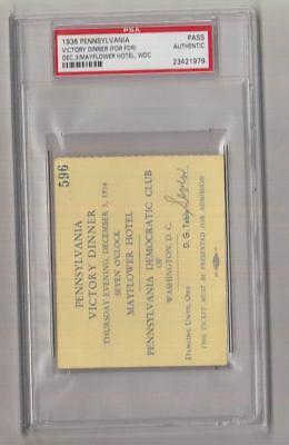 1936 Franklin Roosevelt FDR Pennsylvania Victory Dinner Ticket/Pass PSA 23421979: 1936 Franklin Roosevelt FDR Pennsylvania Victory Dinner Ticket/Pass PSA 23421979 PLEASE NOTE: Framed Large or heavy Items do not have shipping costs included. The exact shipping cost will be added to