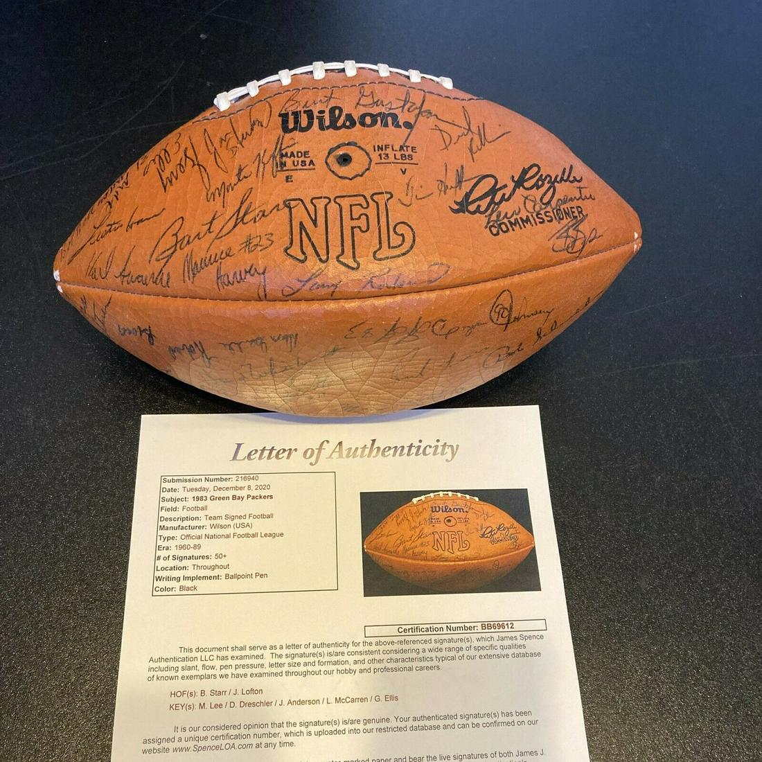 1970s Green Bay Packers Team Signed Wilson NFL Game Football JSA COA Bart Starr: 1970s Green Bay Packers Team Signed Wilson NFL Game Football JSA COA Bart Starr Product: Ball Sport: Football-NFL Autograph Authentication: James Spence (JSA) Team: Green Bay Packers Player: Bart Star