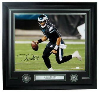 Jalen Hurts Philadelphia Eagles Signed/Autographed 16x20 Photo Framed JSA 157169: Jalen Hurts Philadelphia Eagles Signed/Autographed 16x20 Photo Framed JSA 157169 Sport: Football-NFL Product: Photo Original/Reprint: Original Team: Philadelphia Eagles Autograph