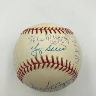 Rare Hank Aaron Ernie Banks Stan Musial MVPs Signed Inscribed NL Baseball JSA: Rare Hank Aaron Ernie Banks Stan Musial MVPs Signed Inscribed NL Baseball JSA Autograph Authentication: James Spence (JSA) Product: Ball Original/Reprint: Original Sport: Baseball-MLB PLEASE