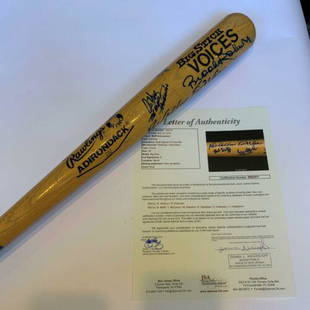 Richie Ashburn Bob Wolff Milo Hamilton Mccarver MLB Announcers Signed Bat JSA: Richie Ashburn Bob Wolff Milo Hamilton Mccarver MLB Announcers Signed Bat JSA Autograph Authentication: James Spence (JSA) Product: Bat Original/Reprint: Original Sport: Baseball-MLB PLEASE