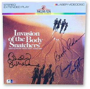 Sutherland/Adams/Cartwright Signed Laserdisc Cover Body Snatchers JSA U16583