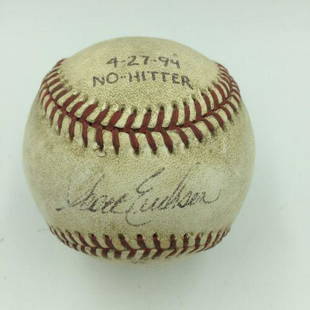 Scott Erickson No Hitter April 27, 1994 Signed Game Used Baseball With JSA COA: Scott Erickson No Hitter April 27 1994 Signed Game Used Baseball With JSA COA Autograph Authentication: James Spence (JSA) Product: Ball Original/Reprint: Original Sport: Baseball-MLB PLEASE