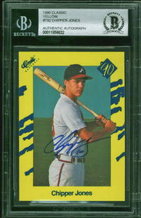 Braves Chipper Jones Signed 1990 Classic Yellow #T92 RC Auto Card BAS: Braves Chipper Jones Signed 1990 Classic Yellow #T92 RC Auto Card BAS Card Manufacturer: Topps Player: Chipper Jones Grade: Ungraded Team: Atlanta Braves Original/Reprint: Original Sport: Baseball