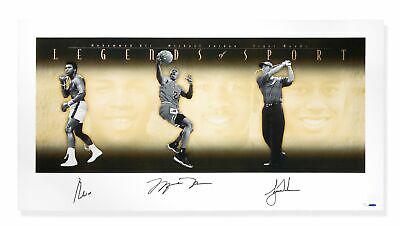 Michael Jordan Muhammad Ali Tiger Woods Autographed 49X25 Print Legends /500 UDA