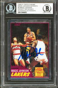 Lakers Magic Johnson Signed 2000 Topps Chrome Reprints #3 Card BAS: Lakers Magic Johnson Signed 2000 Topps Chrome Reprints #3 Card BAS Graded: No Sport: Basketball-NBA Team: Los Angeles Lakers League: NBA Certification Number: 13846852QTY PRODUCT_COA: Beckett