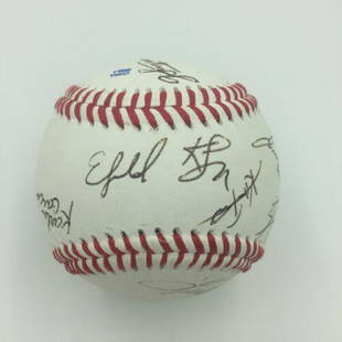 Rare Hamilton Cast Multi Signed Baseball 16 Signatures JSA COA Broadway Show: Rare Hamilton Cast Multi Signed Baseball 16 Signatures JSA COA Broadway Show Autograph Authentication: James Spence (JSA) Product: Ball Original/Reprint: Original Sport: Baseball-MLB PLEASE