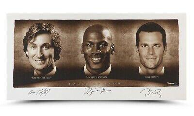 Michael Jordan Wayne Gretzky Tom Brady Autographed 24X48 Lithograph #/100 UDA