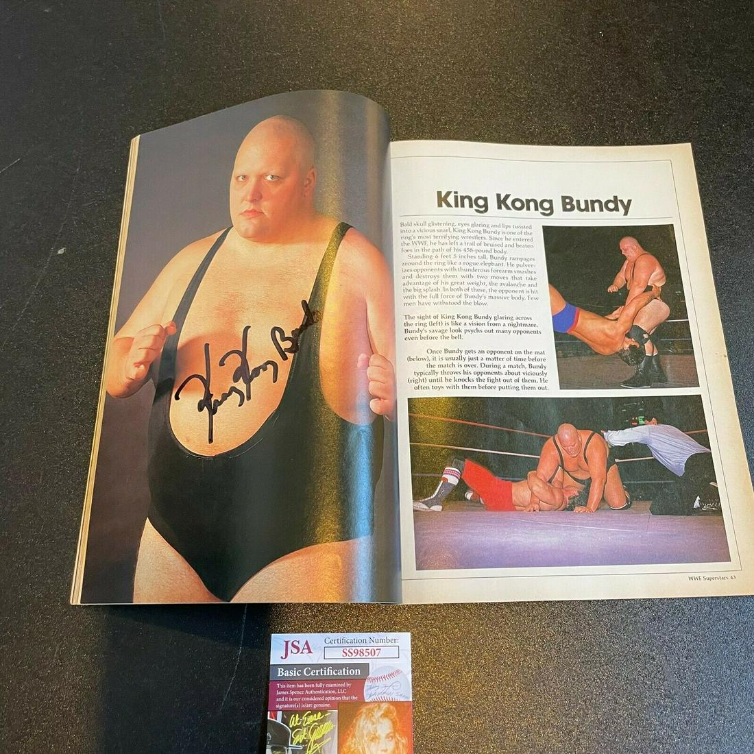 King Kong Bundy Signed Autographed Vintage Wrestling Magazine JSA COA: King Kong Bundy Signed Autographed Vintage Wrestling Magazine JSA COA Autograph Authentication: James Spence (JSA) Industry: Movies Original/Reproduction: Original Object Type: Photograph PLEASE NOTE: