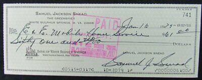 Sam Snead PGA Hall of Fame -1975 Hand Signed Personal Check Cancelled 149341: Sam Snead PGA Hall of Fame -1975 Hand Signed Personal Check Cancelled 149341 Sport: Golf-PGA Product: Not Available Original/Reprint: Original Autograph Authentication: Seller League: PGA PLEASE NOTE:
