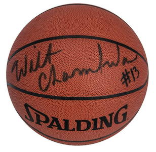 Beautiful Wilt Chamberlain Signed Spalding Basketball Beckett Graded GEM MINT 10