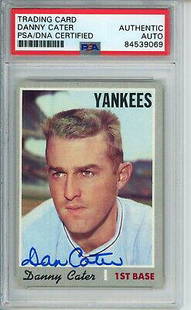 Danny Cater Yankees Signed/Autographed 1970 TOPPS Card #437 PSA/DNA 166882: Danny Cater Yankees Signed/Autographed 1970 TOPPS Card #437 PSA/DNA 166882 Sport: Baseball-MLB Product: Photo Original/Reprint: Original Team: New York Yankees Autograph Authentication: PSA/DNA