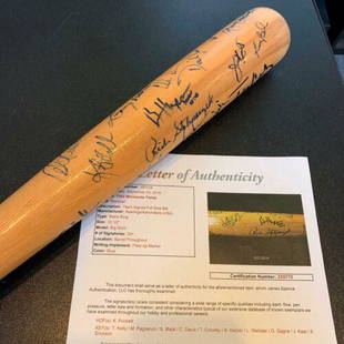 1992 Minnesota Twins Team Signed Baseball Bat 25 Sigs With Kirby Puckett JSA COA: 1992 Minnesota Twins Team Signed Baseball Bat 25 Sigs With Kirby Puckett JSA COA Autograph Authentication: James Spence (JSA) Product: Bat Original/Reprint: Original Sport: Baseball-MLB PLEASE
