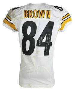 Steelers Antonio Brown Signed 10/27/2013 Game Used Nike White Home