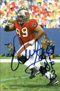 Warren Sapp Buccaneers Signed/Inscr Goal Line Art GLAC Postcard JSA 167127: Warren Sapp Buccaneers Signed/Inscr Goal Line Art GLAC Postcard JSA 167127 Sport: Football-NFL Product: Postcard Original/Reprint: Original Team: Tampa Bay Buccaneers Autograph Authentication: