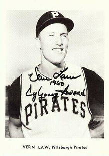 Vern Law Signed Autographed 5X7 Photo Jay Publishing 1960 Cy Young COA: Vern Law Signed Autographed 5X7 Photo Jay Publishing 1960 Cy Young COA Sport: Baseball-MLB Product: Photo Original/Reprint: Original Player: Vern Law Autograph Authentication: Cardboard Legends