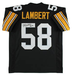 Jack Lambert "HOF 90" Signed Black Pro Style Jersey JSA: Jack Lambert "HOF 90" Signed Black Pro Style Jersey JSA Sport: Football-NFL Product: Helmet Original/Reprint: Original Player: Jack Lambert Team: Pittsburgh Steelers Autograph Authentication: JSA