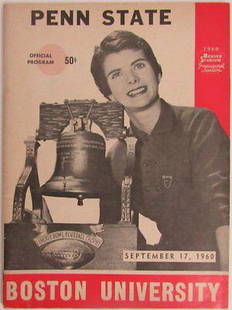 1960 Penn State Nittany Lions vs. Boston University Football Program 137691: 1960 Penn State Nittany Lions vs. Boston University Football Program 137691 Team: Penn State Nittany Lions Original/Reproduction: Original League: NCAA PLEASE NOTE: Framed Large or heavy Items do