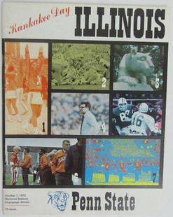 1972 Illinois vs. Penn State Nittany Lions Football Program 137992: 1972 Illinois vs. Penn State Nittany Lions Football Program 137992 Team: Penn State Nittany Lions Original/Reproduction: Original League: NCAA PLEASE NOTE: Framed Large or heavy Items do not have