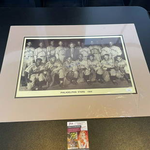 1944 Philadelphia Stars Negro League Team Signed Large 18x24 Photo JSA COA: 1944 Philadelphia Stars Negro League Team Signed Large 18x24 Photo JSA COA Product: Photo Sport: Baseball-MLB Autograph Authentication: James Spence Authentication (JSA) Original/Reprint: Original 