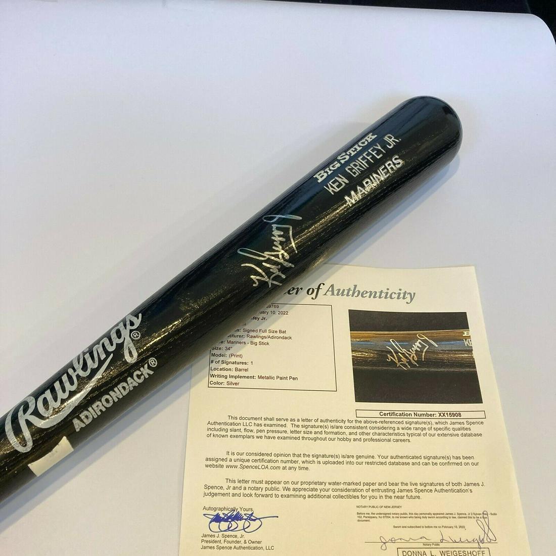 Ken Griffey Jr. Signed Game Model Baseball Bat With JSA COA: Ken Griffey Jr. Signed Game Model Baseball Bat With JSA COA Product: Bat Sport: Baseball-MLB Autograph Authentication: James Spence Authentication (JSA) Original/Reprint: Original PLEASE NOTE: Framed 