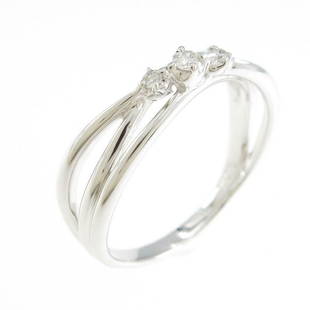K18WG 3 Stone Diamond Ring: K18WG 3 Stone Diamond Ring Brand: Unbranded Style: Ring Material: K18WG Gender: Ladies Size: 14.0 (JPN size) Stone: Diamond 0.06ct ActualSize: W :5.6mm CenterStone: Diamond 0.06ct Type: Ring Metal: