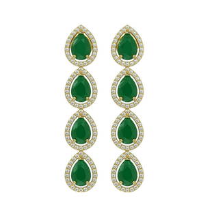 10.2 ctw Emerald & Diamond Micro Pave Halo Earrings 10k Yellow Gold: 10.2 ctw Emerald & Diamond Micro Pave Halo Earrings 10k Yellow Gold 10.2 ctw Emerald & Diamond Micro Pave Halo Earrings 10k Yellow Gold Designer Brand Luxury Jewelrymade in the USA Suggested