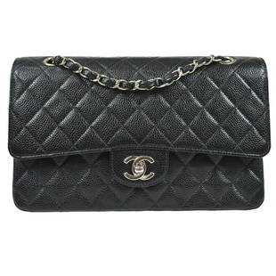 CHANEL Classic Double Flap Medium Shoulder Bag Black Caviar Skin 6323883: CHANEL Classic Double Flap Medium Shoulder Bag Black Caviar Skin 6323883 Gender: Women Country/Region of Manufacture: France Style: Shoulder bag Decade: 2000s Material: Caviar Skin Leather