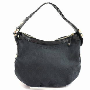 Gucci GUCCI GG Canvas 211984 Black Bag Handbag Ladies: Gucci GUCCI GG Canvas 211984 Black Bag Handbag Ladies Brand: Gucci Line: GG Canvas Type: Handbag Gender: Women Material: GG canvas Leather GG canvas: Leather: Color: Black Size (HxWxD):