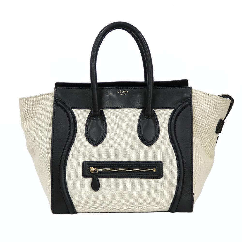 CELINE Celine Handbag Luggage Mini Beige Ladies: CELINE Celine Handbag Luggage Mini Beige Ladies Brand: Celine Model: Luggage mini Country of Origin: Italy Type: Handbag Material: Canvas Canvas: Color: Beige Outer Pocket: Zipper pocket Zipper pocket