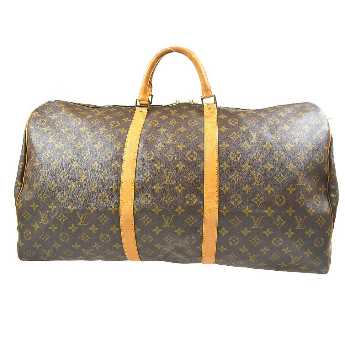 LOUIS VUITTON KEEPALL 60 TRAVEL HAND BAG PURSE MONOGRAM M41422 MI9002: LOUIS VUITTON KEEPALL 60 TRAVEL HAND BAG PURSE MONOGRAM M41422 MI9002 Gender: Adult Unisex Country/Region of Manufacture: France Style: Hand bag Decade: 2000s Material: Monogram canvas Color: Brown Oc