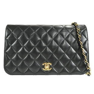 CHANEL Full Flap Quilted Chain Shoulder Bag Purse Black Lambskin 11576546: CHANEL Full Flap Quilted Chain Shoulder Bag Purse Black Lambskin 11576546 Size: Medium Accents: Lock Quilted Model: Single Chain Shoulder Country/Region of Manufacture: France Department: Women