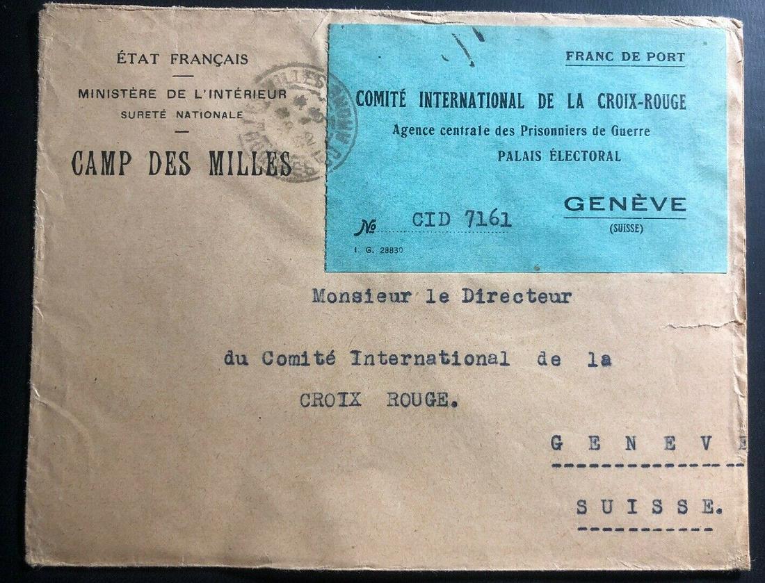 1942 France Internment Camp Des Milles Cover To Red-cross Swiss: 1942 France Internment Camp Des Milles Cover To Red-cross Swiss Region: France Type: Cover Country/Region Of Manufacture: France Topic: Red Cross Quality: Used Place Of Origin: France & Colonies Grade