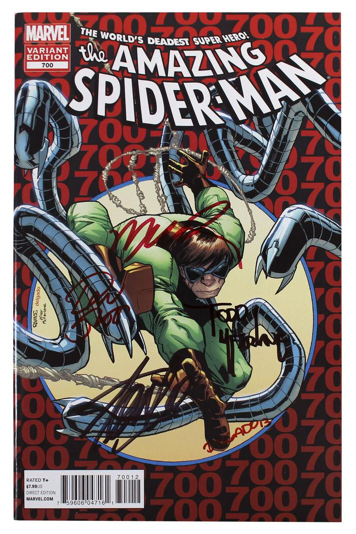 (5) Stan Lee McFarlane +3 Signed The Amazing Spider-Man #700 Variant Comic: (5) Stan Lee McFarlane +3 Signed The Amazing Spider-Man #700 Variant Comic Industry: Movies Original/Reproduction: Original Autograph Authentication: JSA Product Coa: JSA Product Signed By Name: Stan