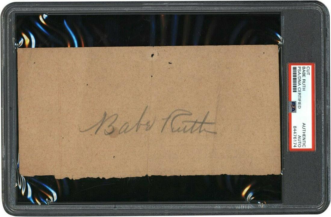 Babe Ruth HOF NY Yankees Signed/Autographed 4x8 Cut Autograph PSA/DNA: Babe Ruth HOF NY Yankees Signed/Autographed 4x8 Cut Autograph PSA/DNA Sport: Baseball-MLB Product: Index Card Original/Reprint: Original Team: New York Yankees Autograph Authentication: PSA/DNA League