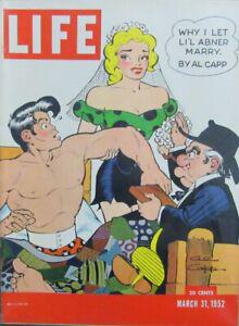 Vintage LIFE Magazine March 31 1952 Al Capp Why I let Lil Abner Marry: Vintage LIFE Magazine March 31 1952 Al Capp Why I let Lil Abner Marry Publication Name: Not Available Pre-Owned PLEASE NOTE: Framed Large or heavy Items do not have shipping costs included. The exact