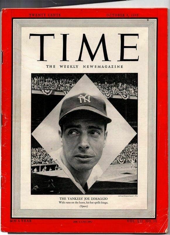 Joe DiMaggio 1948 Time Magazine 10/4/48 Yankees: Joe DiMaggio 1948 Time Magazine 10/4/48 Yankees Sport: Baseball-MLB Original/Reproduction: Original Pre-Owned PLEASE NOTE: Framed Large or heavy Items do not have shipping costs included. The exact sh
