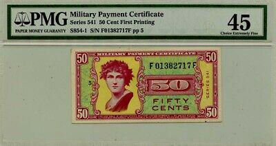 Series 541 50 Cent MPC PMG CHXF45 EPQ S854-1 First Printing: Series 541 50 Cent MPC PMG CHXF45 EPQ S854-1 First Printing Grading Service: PMG Grade: XF45 Year: NONE The MYNT Guarantee: All items in this auction are guaranteed authentic and come with a 100% mone