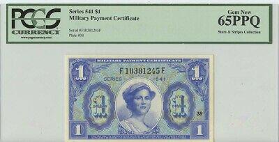Series 541 $1 Military Payment PCGS Gem 65 PPQ: Series 541 $1 Military Payment PCGS Gem 65 PPQ Grading Service: PCGS Currency Grade: MS65 Year: NONE The MYNT Guarantee: All items in this auction are guaranteed authentic and come with a 100% money-b
